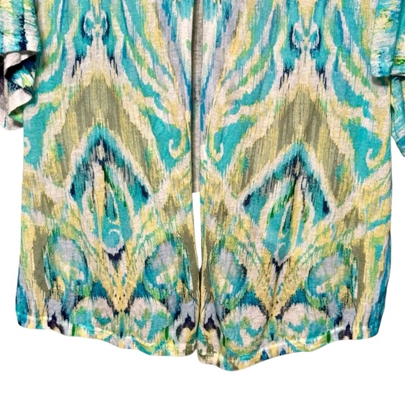 Chico’s Short Sleeve Lightweight Multicolored Snap Front Open Artsy Cardigan - Picture 4 of 11